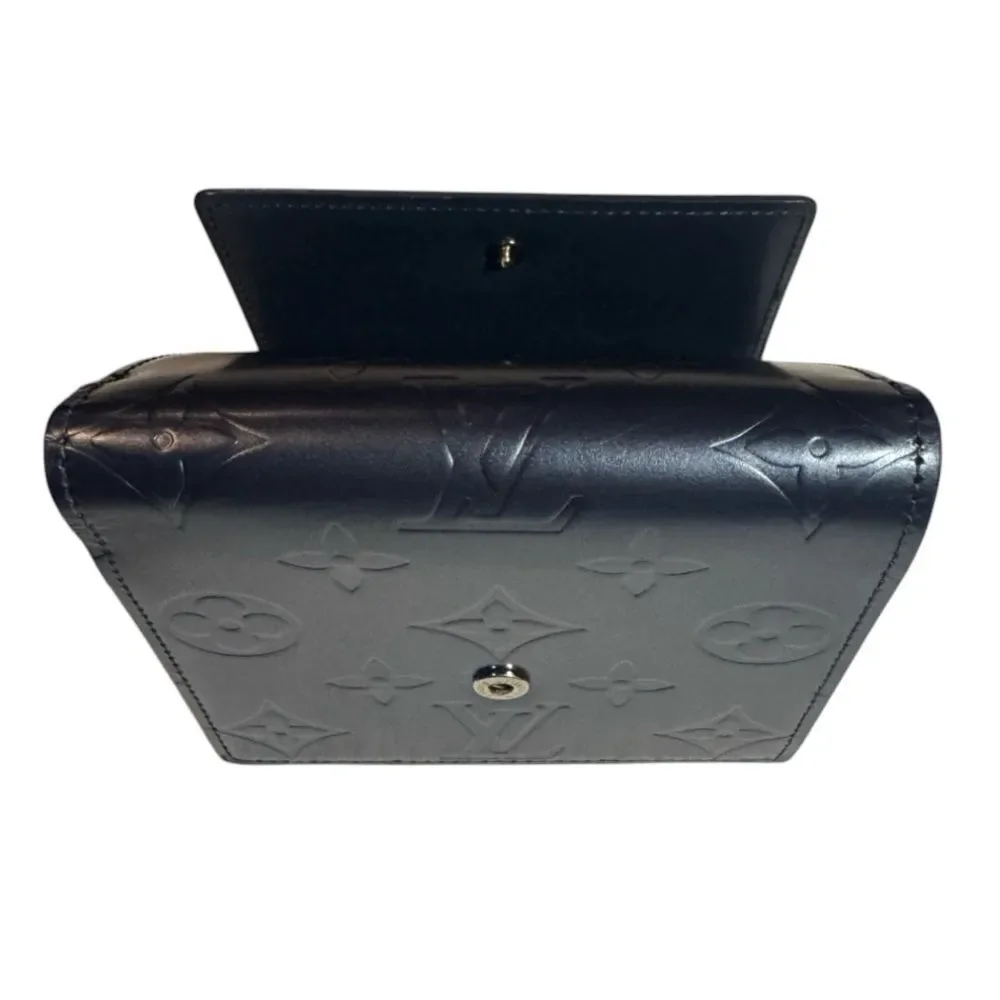 Auth Louis Vuitton Ltd Edition Navy Blue Matte Monogram Elise Compact Wallet Ex+
